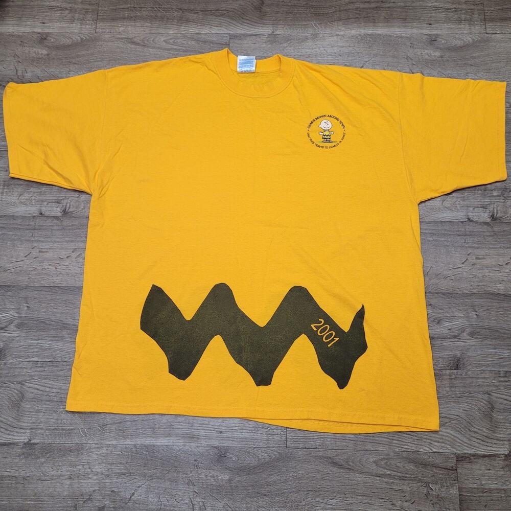 Vtg 2001 Charlie Brown Around Town T Shirt XXXL 3XL Tribute To Charles Schultz